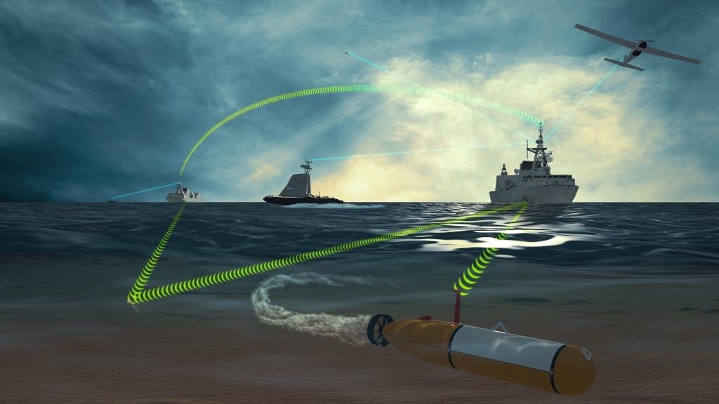  A frigate using IRIS UxS to manage a mission involving a constellation of unmanned vehicles